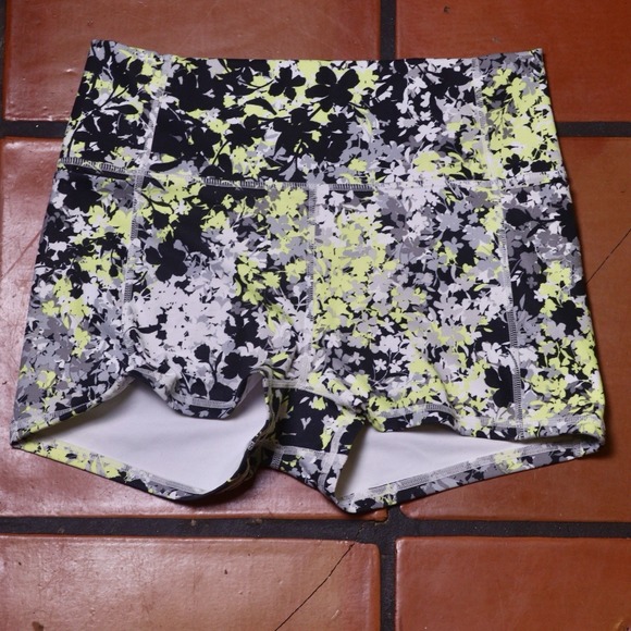 Fabletics Pants - Fabletics PureLuxe Shorts Womens Medium Black Gray Neon Floral Print Athletic
